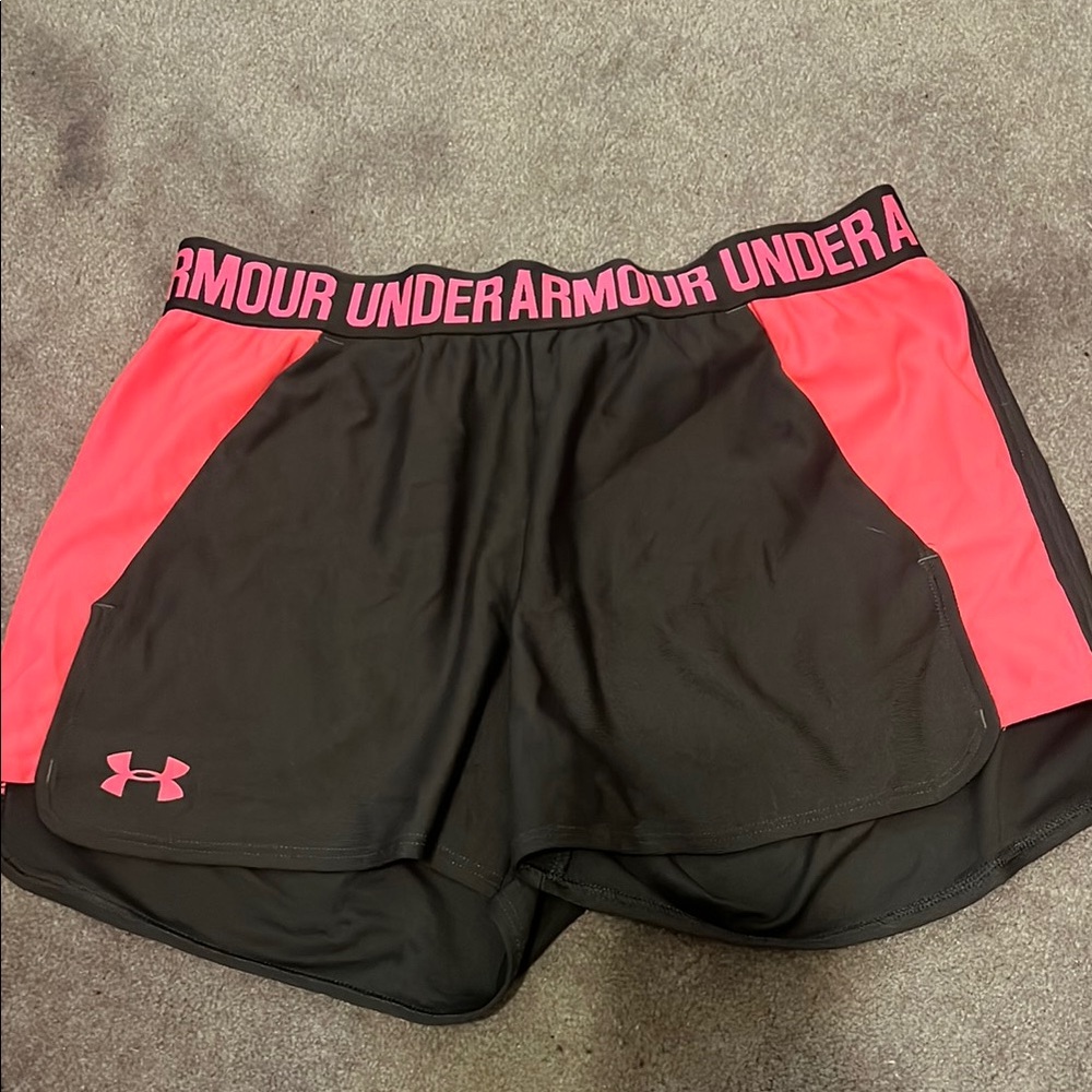 Under Armour Black and Pink Athletic Shorts Lightweight Design